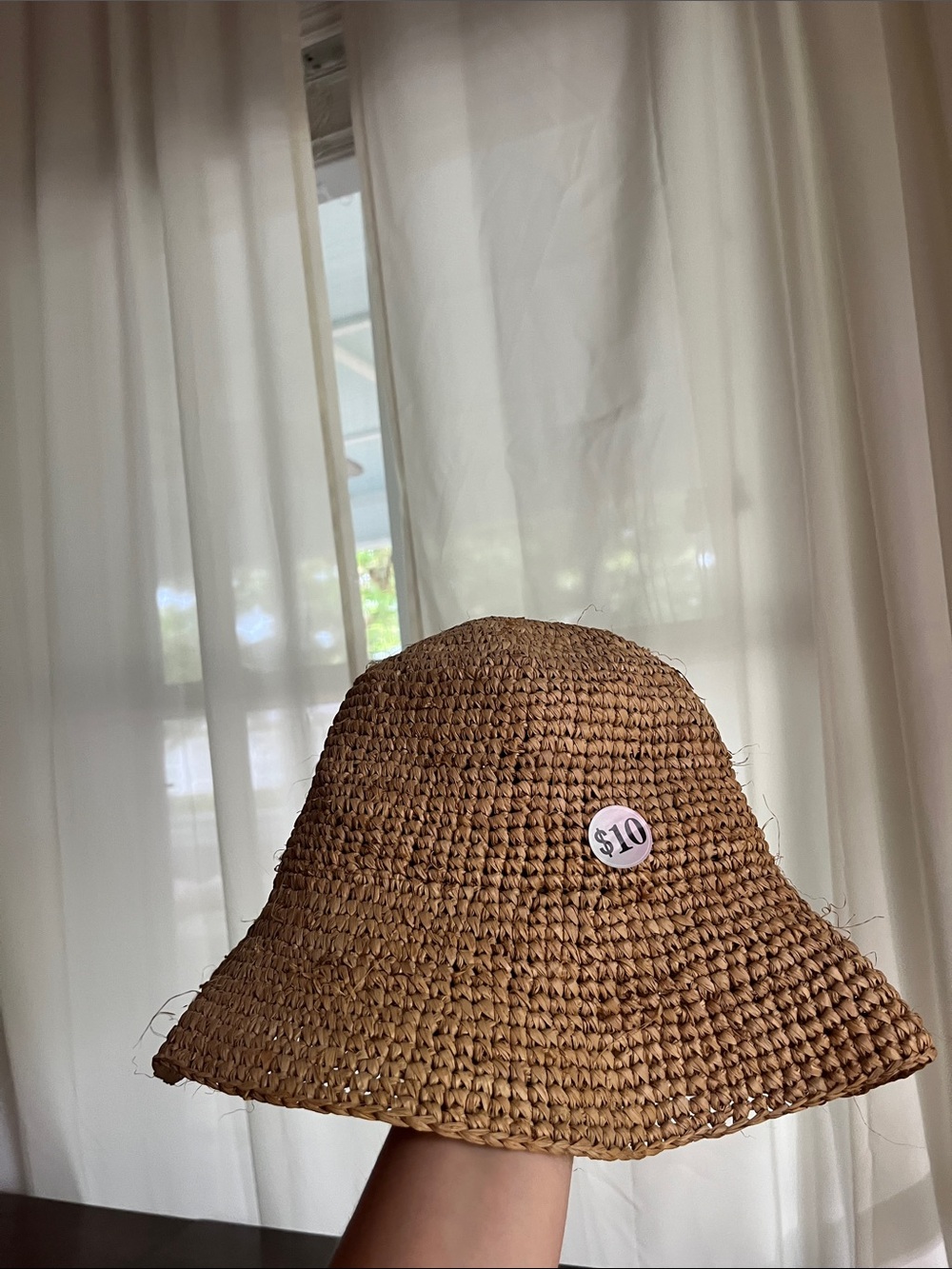Woven Straw Bucket Hat in Natural Brown